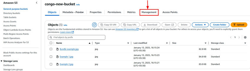 Click management tab